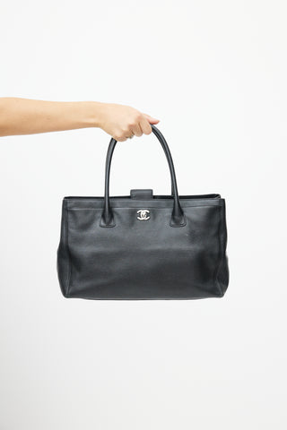 Chanel 2006 Black 
Silver CC Executive Leather Tote