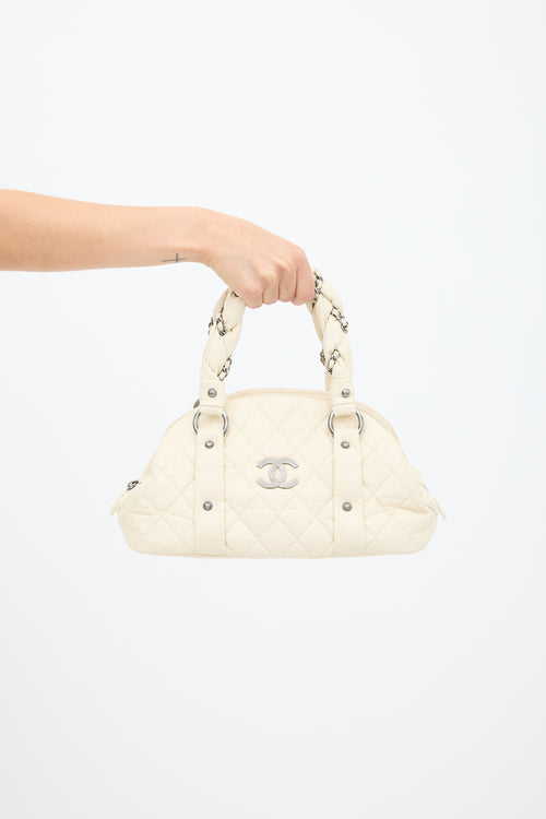 Chanel 2006 White Leather Lady Braid Bowler Bag