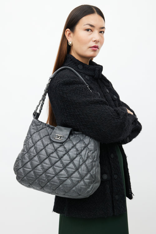 Chanel 2008 Grey Bubble Quilted Shoulder Bag