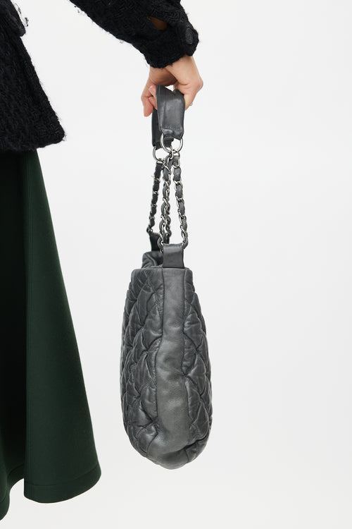 Chanel 2008 Grey Bubble Quilted Shoulder Bag