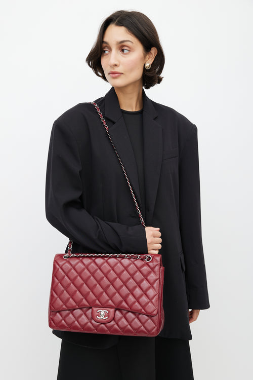 Chanel 2010 Burgundy Quilted Leather Maxi Flap Bag