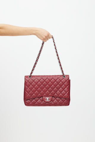 Chanel 2010 Burgundy Quilted Leather Maxi Flap Bag