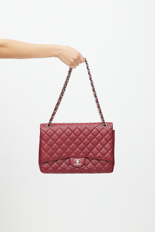 Chanel 2010 Burgundy Quilted Leather Maxi Flap Bag