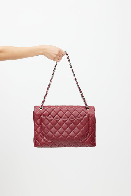 Chanel 2010 Burgundy Quilted Leather Maxi Flap Bag