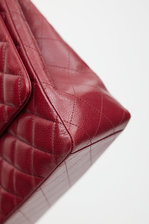 Chanel 2010 Burgundy Quilted Leather Maxi Flap Bag