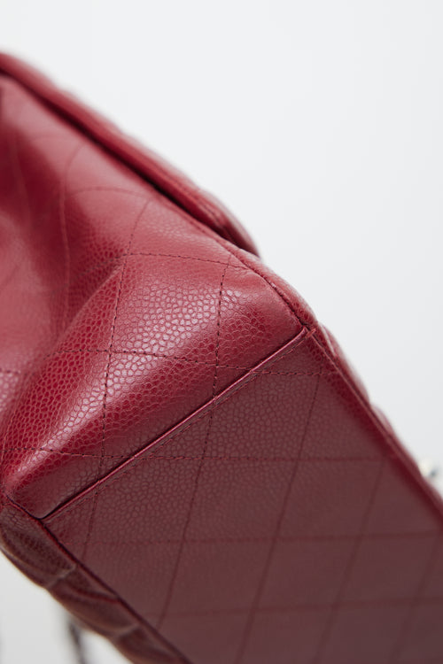 Chanel 2010 Burgundy Quilted Leather Maxi Flap Bag