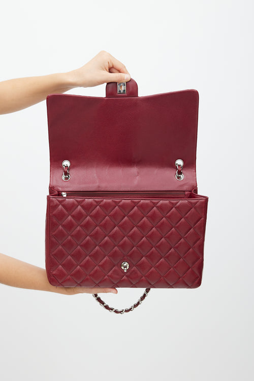 Chanel 2010 Burgundy Quilted Leather Maxi Flap Bag