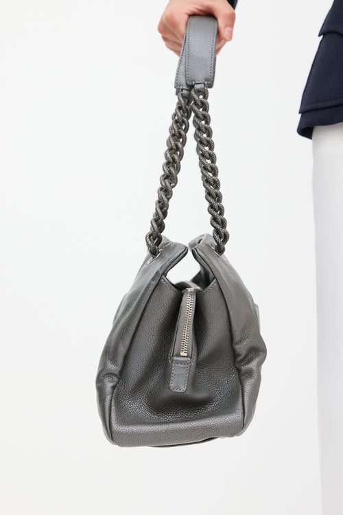 Chanel 2010 Grey Caviar Leather Chain Tote