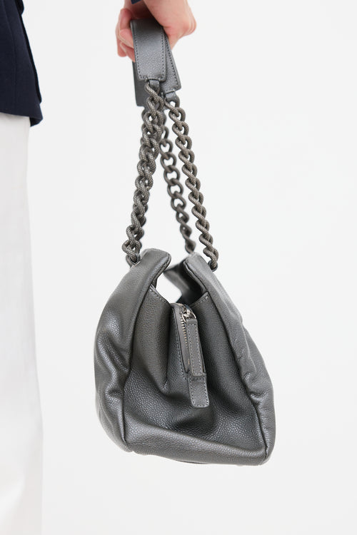 Chanel 2010 Grey Caviar Leather Chain Tote