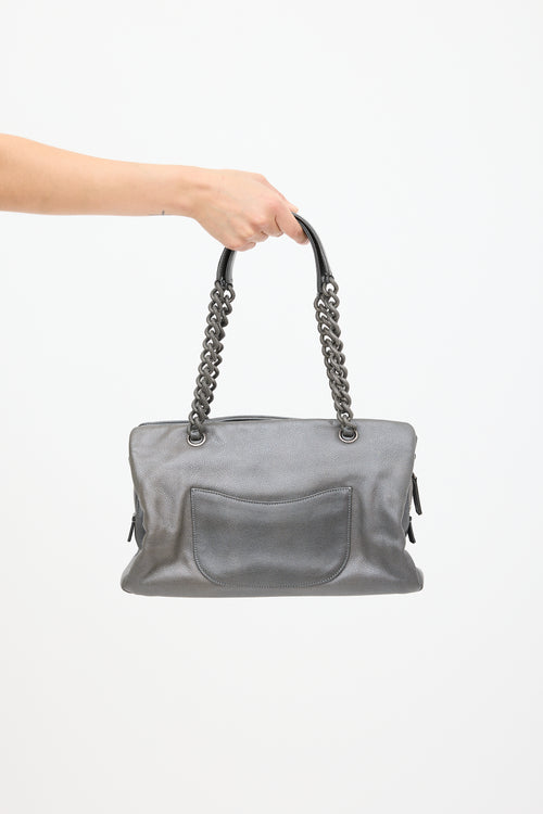 Chanel 2010 Grey Caviar Leather Chain Tote