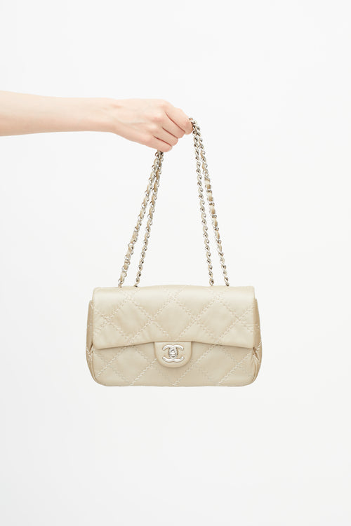 Chanel 2010 Taupe Metallic Wild Stitch Flap Shoulder Bag