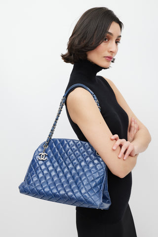 Chanel 2011 Blue Leather Mademoiselle Bowler Bag