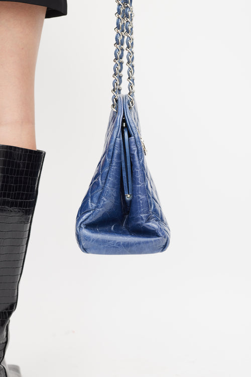 Chanel 2011 Blue Leather Mademoiselle Bowler Bag