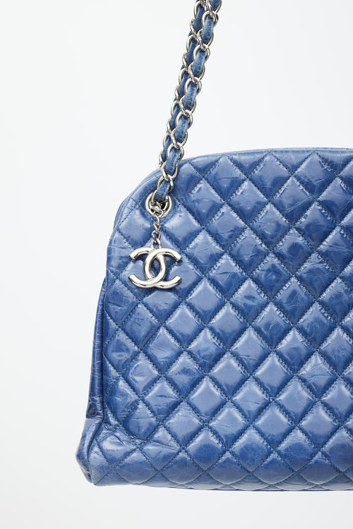 Chanel 2011 Blue Leather Mademoiselle Bowler Bag