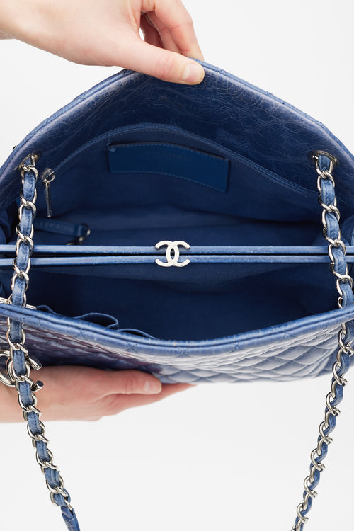 Chanel 2011 Blue Leather Mademoiselle Bowler Bag