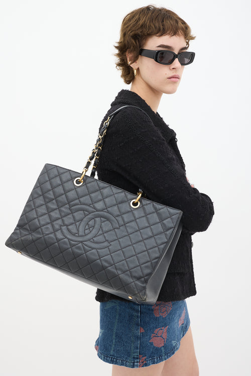 Chanel 2012 Black Caviar Grand Shopper Tote Bag