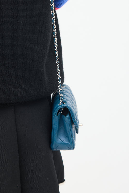 Chanel 2012 Teal Leather CC Rectangle Mini Crossbody Bag