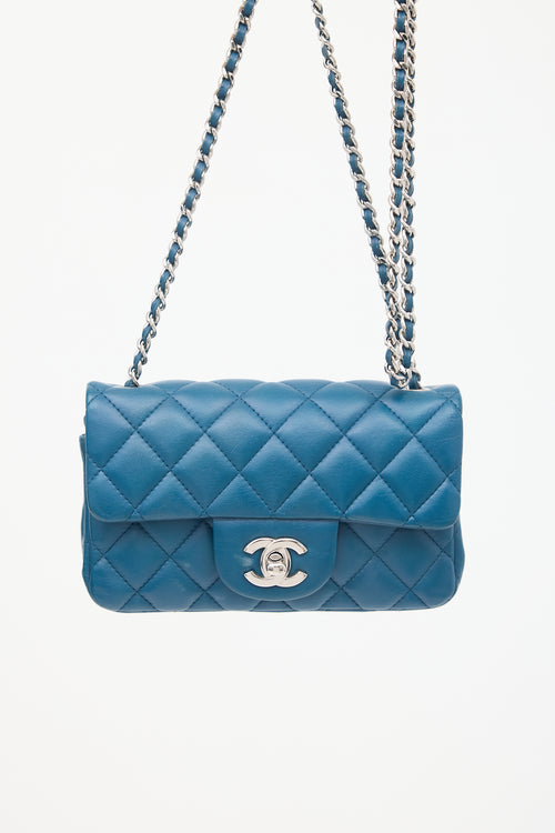 Chanel 2012 Teal Leather CC Rectangle Mini Crossbody Bag