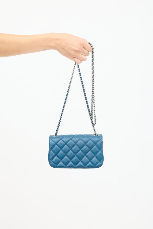 Chanel 2012 Teal Leather CC Rectangle Mini Crossbody Bag