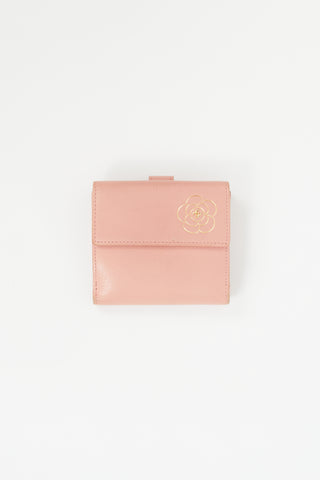 Chanel 2012 Pink 
Gold Camellia Bifold Wallet