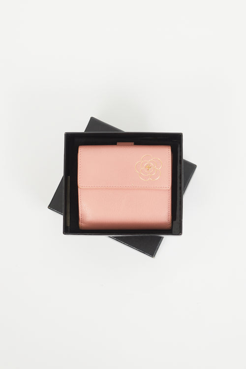 Chanel 2012 Pink 
Gold Camellia Bifold Wallet