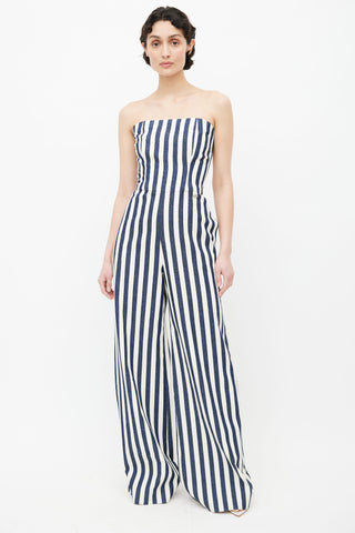 Chanel Pre-Fall 2013 Cream 
Navy Denim Stripe Jumpsuit