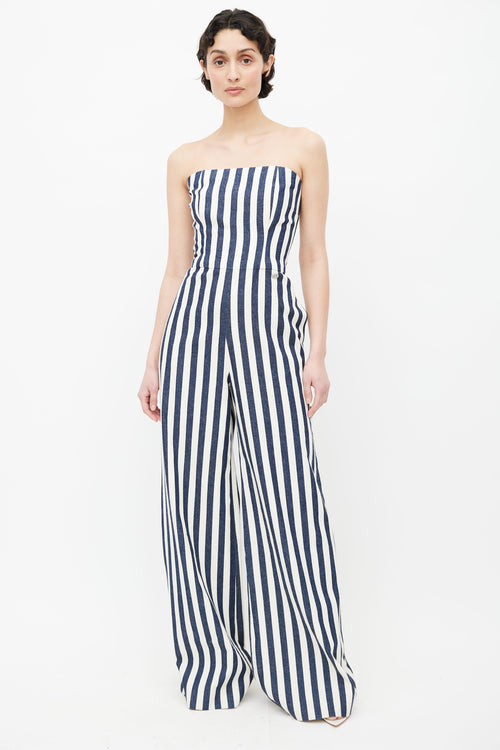 Chanel Pre-Fall 2013 Cream 
Navy Denim Stripe Jumpsuit