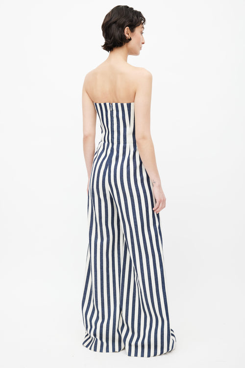 Chanel Pre-Fall 2013 Cream 
Navy Denim Stripe Jumpsuit