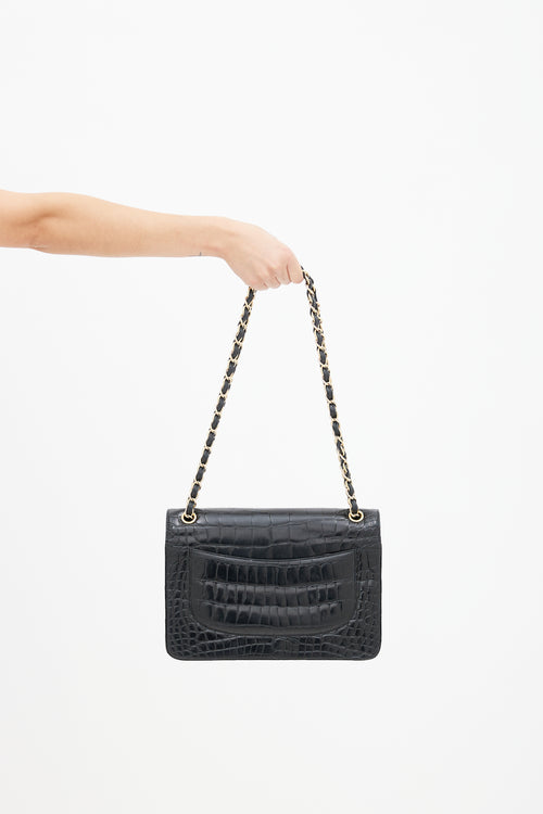 Chanel 2015 Black Exotic Leather Jumbo Double Flap Bag