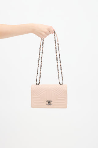 Chanel 2015 Pink Leather Small Korean Garden Flap Bag