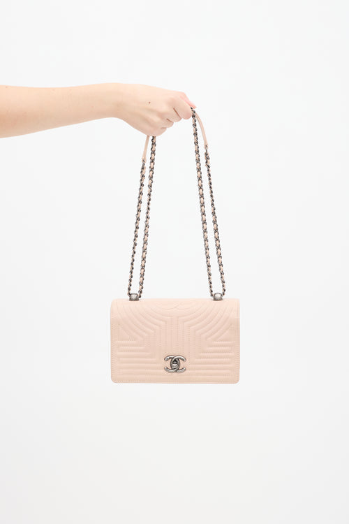 Chanel 2015 Pink Leather Small Korean Garden Flap Bag