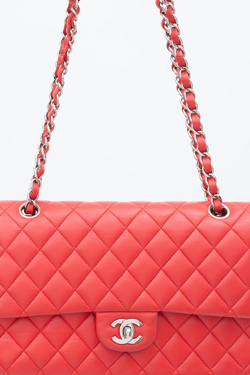 Chanel 2016 Red Leather Medium Double Flap Bag