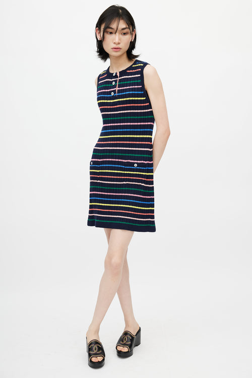 Chanel 2018 Multicolour Knit Striped Tank Dress