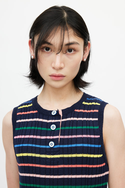 Chanel 2018 Multicolour Knit Striped Tank Dress