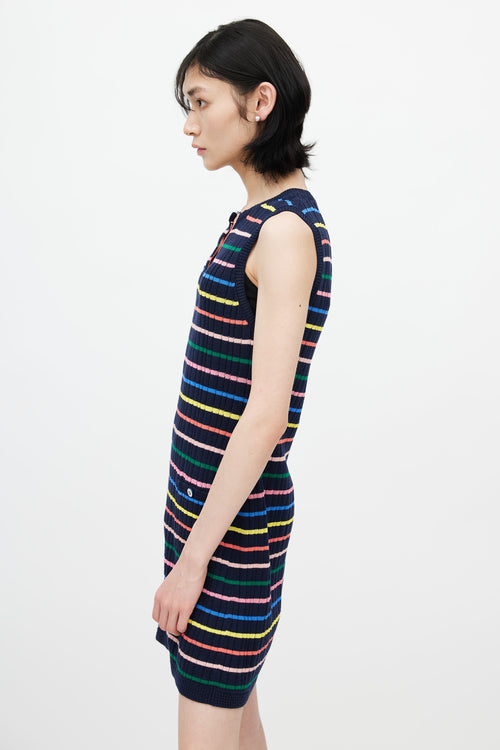 Chanel 2018 Multicolour Knit Striped Tank Dress