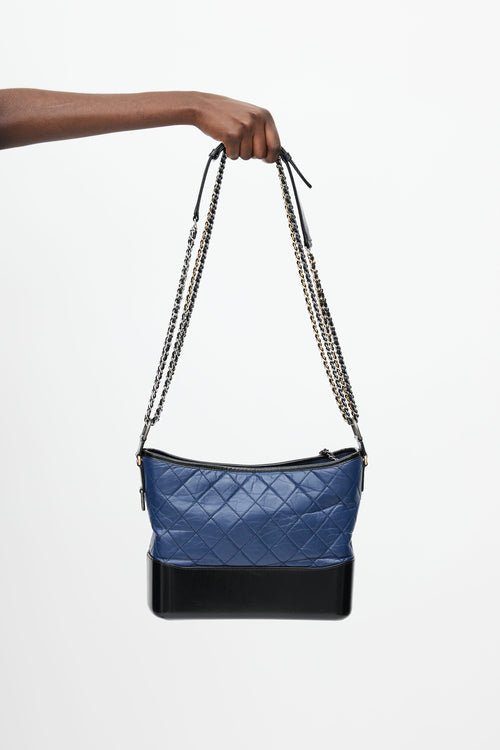 Chanel 2018  Navy 
Black Quilted Gabrielle Shoulder Bag