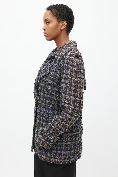 Chanel 2019 Purple 
Multicolour Tweed Pea Coat