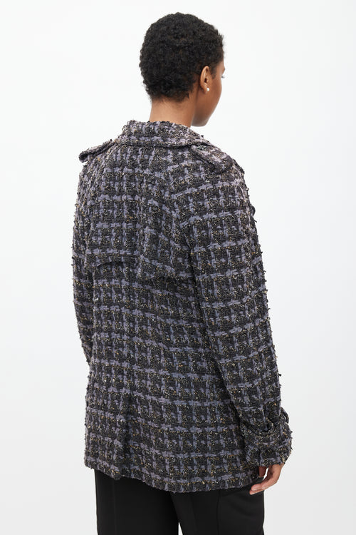 Chanel 2019 Purple 
Multicolour Tweed Pea Coat