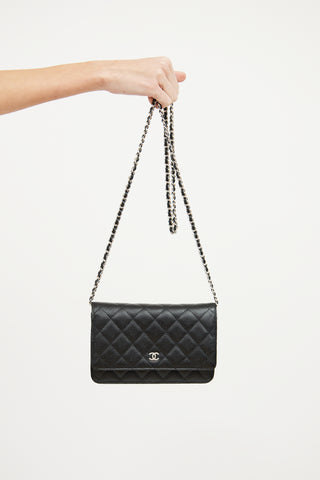 Chanel 2019 Black Grain Leather Wallet On Chain Bag