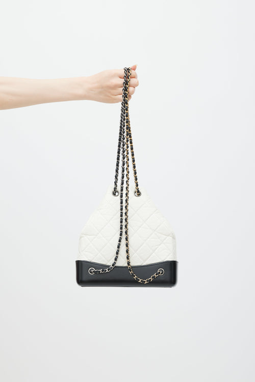 Chanel 2019 White 
Black Aged Leather Gabrielle Backpack