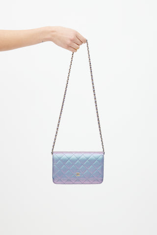 Chanel 2022 Blue 
Purple Iridescent Wallet On Chain Bag