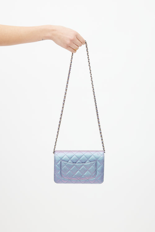 Chanel 2024 Blue 
Purple Iridescent Wallet On Chain Bag