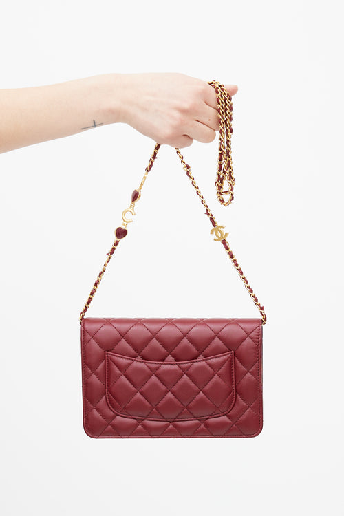 Chanel 2022 Burgundy Quilted Leather Coco Hearts Bag