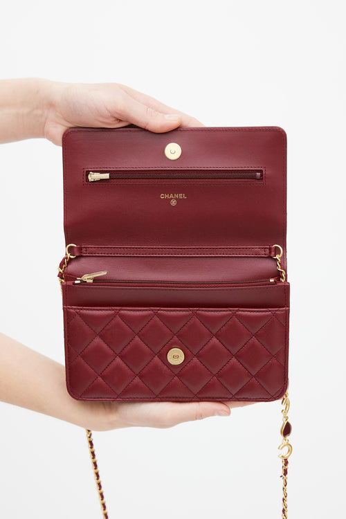 Chanel 2022 Burgundy Quilted Leather Coco Hearts Bag