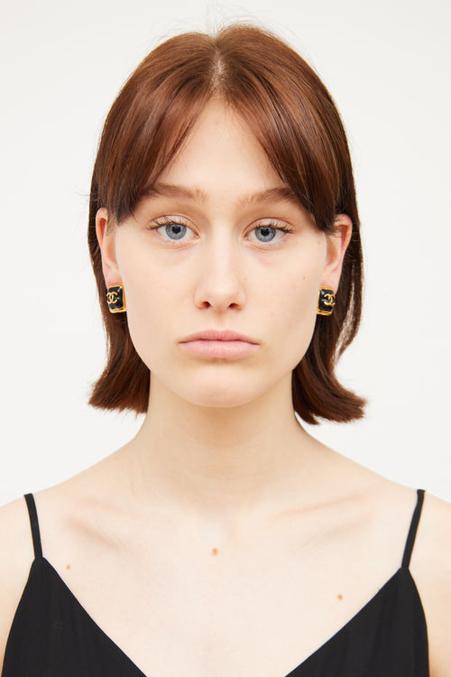 Chanel2024 Cruise CC Square Enamel Earrings