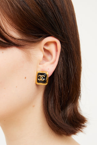 Chanel2023 Cruise CC Square Enamel Earrings