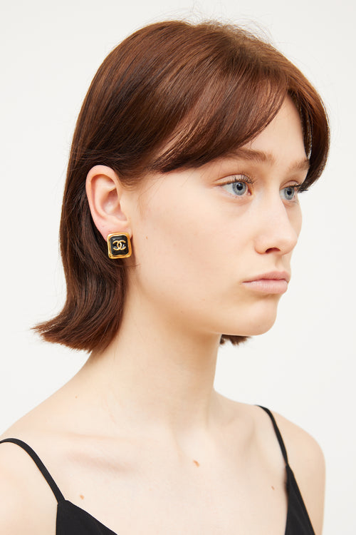 Chanel2026 Cruise CC Square Enamel Earrings