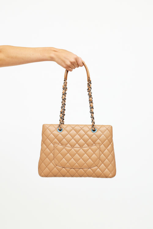 Chanel 2015/16 Beige Caviar Small Shopping Tote Bag