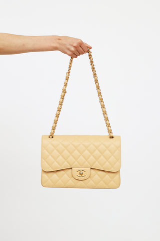 Chanel Beige Caviar Leather Jumbo Double Flap Bag