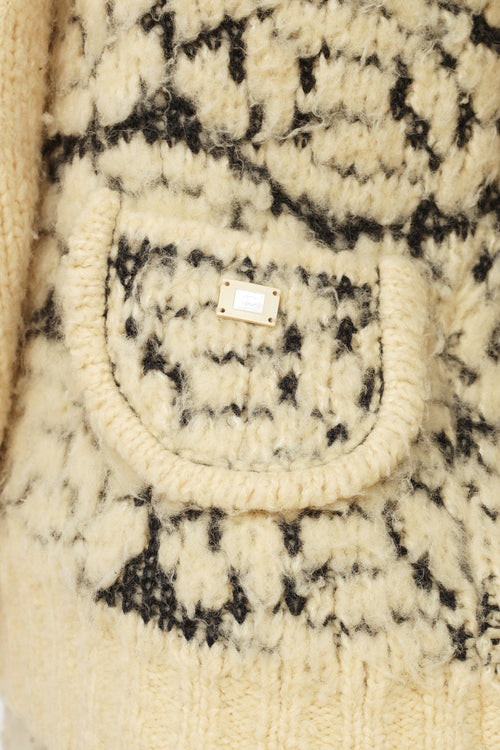 Chanel Cream 
Black Knit Wool Sweater